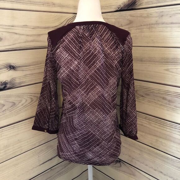 The Limited Purple & White Patterned 3/4 Sleeve Lightweight Dress Top Small - Picture 4 of 6